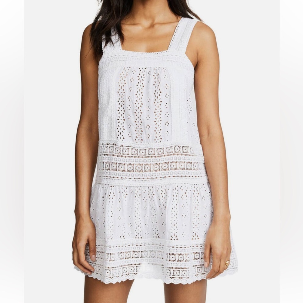 OndadeMar White Eyelet Crochet Mini Dress